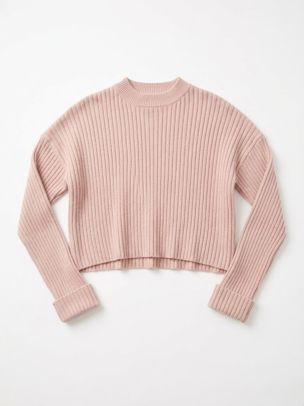 Sincerely Jules Pink Ribbed Mock Neck Crop Knit Sweater Women's Size Small